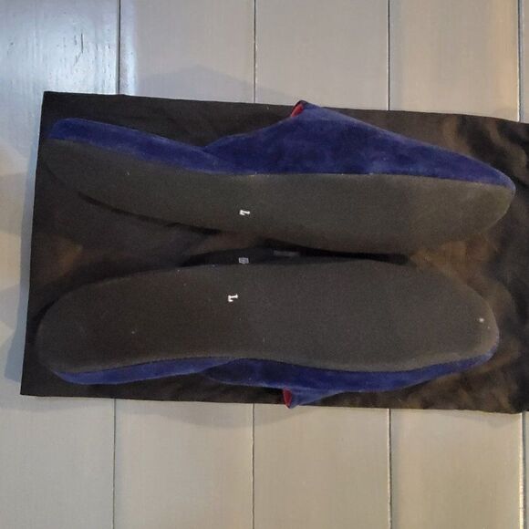 Givenchy Blue Velvet Slip On Closed Toe Flat Mule Clog Slippers size large main image 12